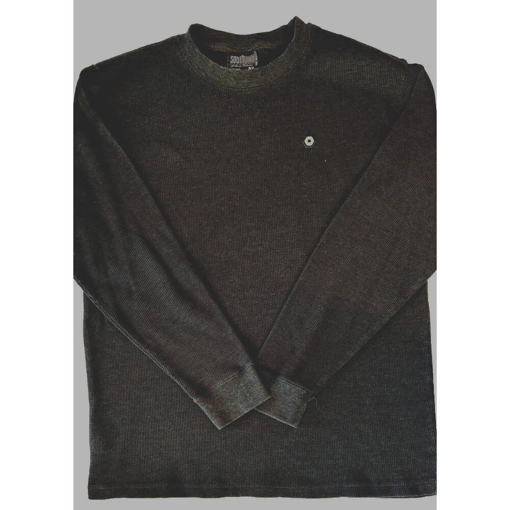 VTG Y2K 90s Southpole Streetwear Waffle Knit Shirt Size XL Black Waffle Knit